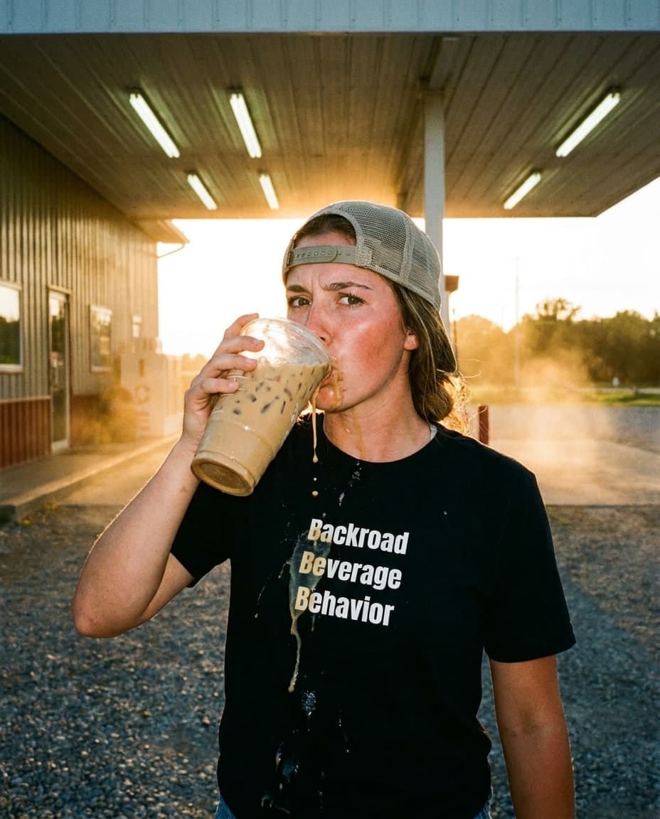 Backroad Beverage Behavior tee, Gas Station Aesthetic