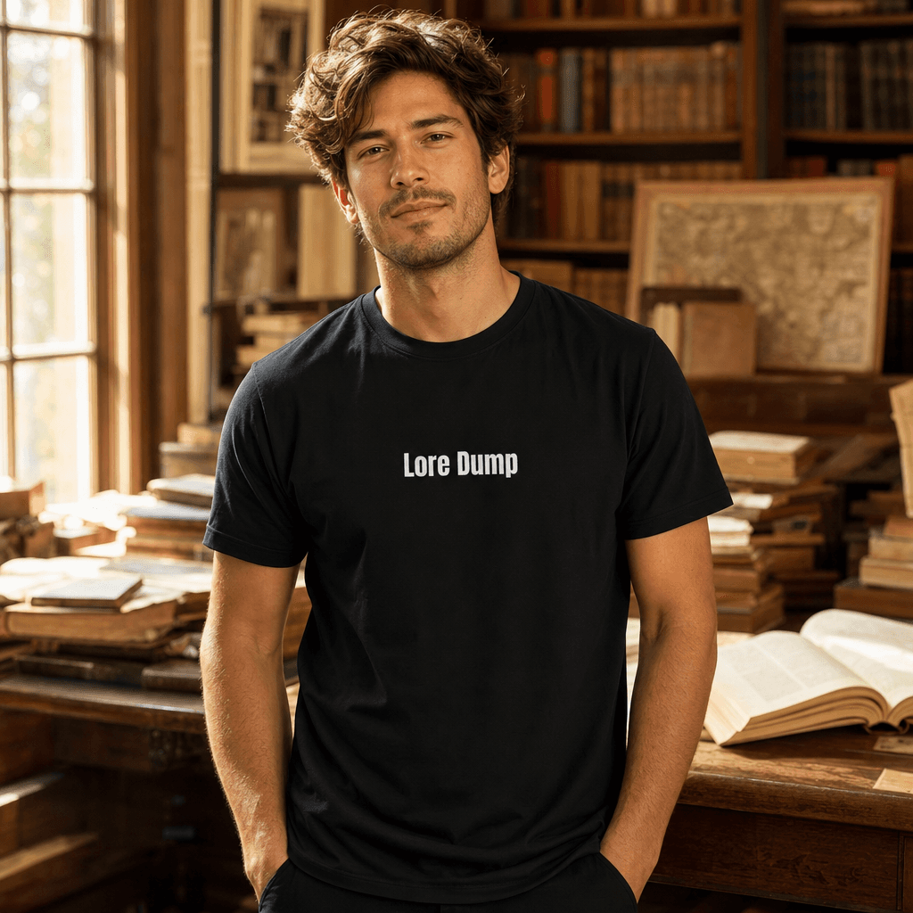 Lore Dump graphic tee from the Bookworm collection