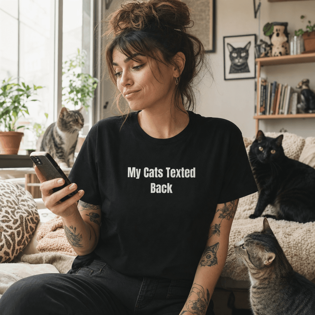 My Cats Texted Back graphic tee from the Cat Lady Vibes collection
