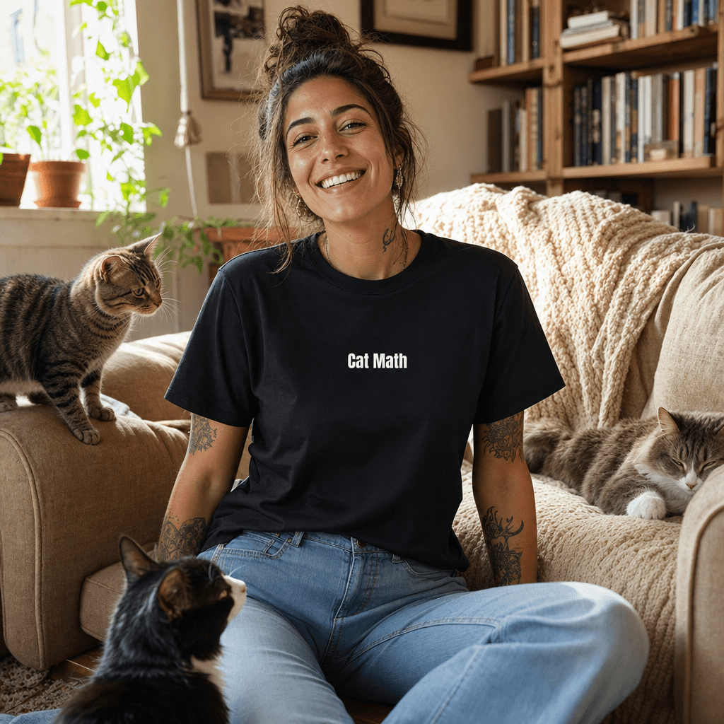 Cat Math graphic tee from the Cat Lady Vibes collection