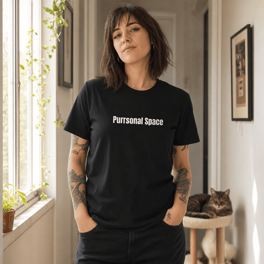 Purrsonal Space graphic tee from the Cat Lady Vibes collection