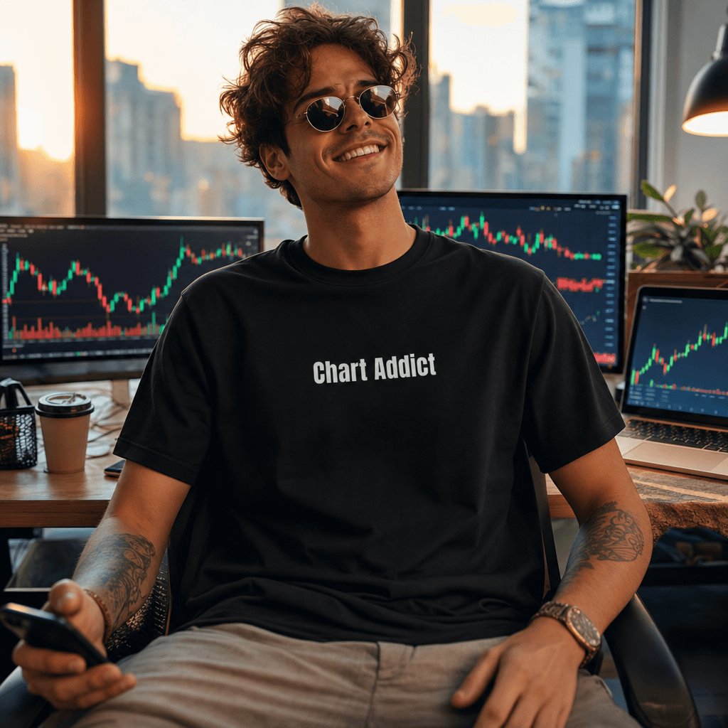Chart Addict graphic tee from the Crypto Degens collection