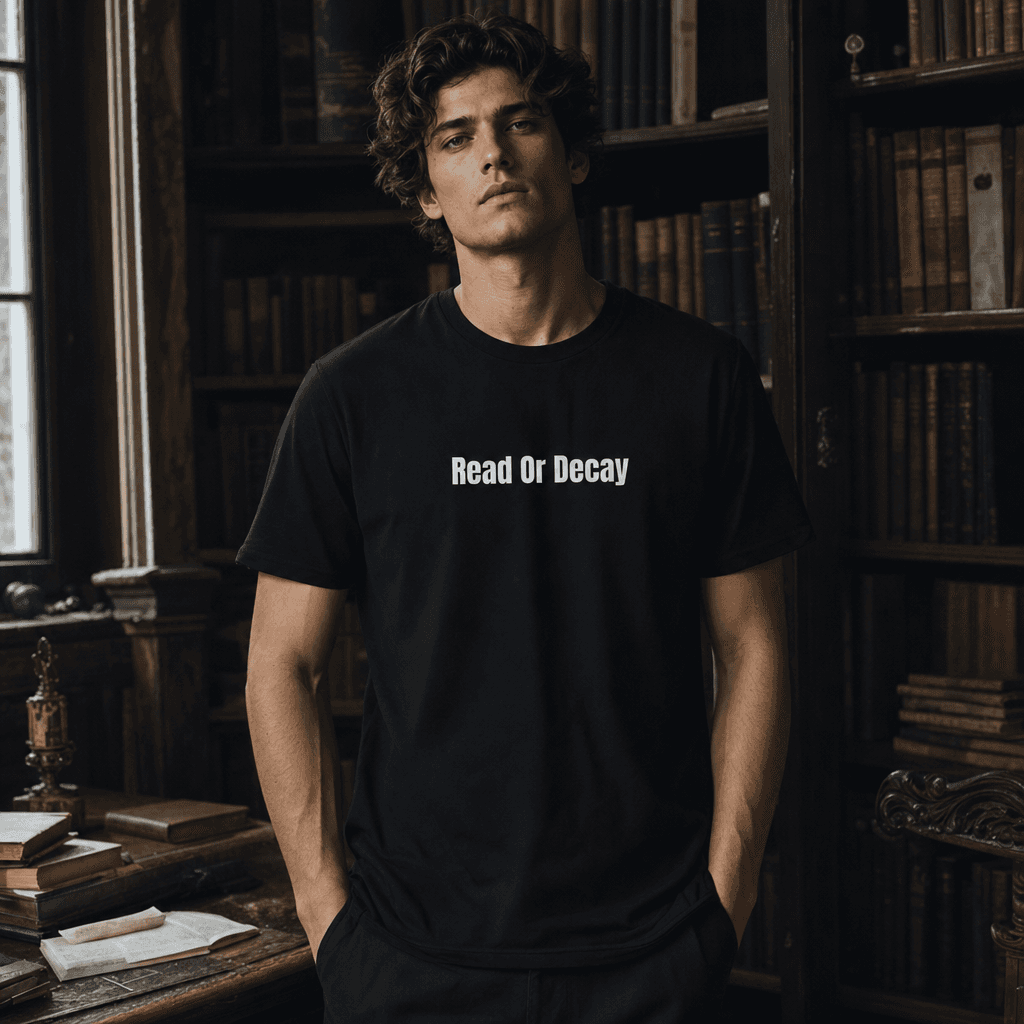Read Or Decay graphic tee from the Dark Academia collection