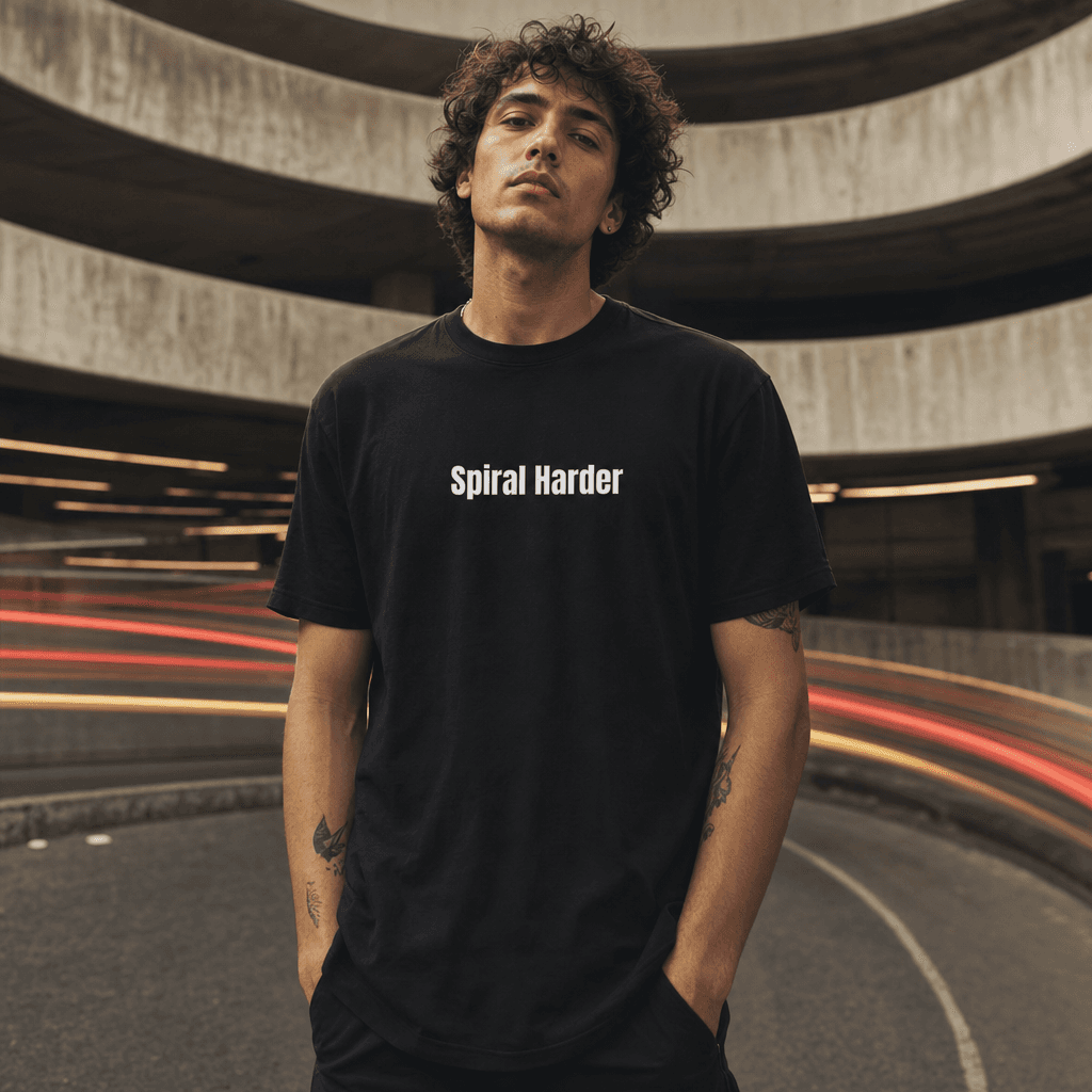 Spiral Harder graphic tee from the Everything collection