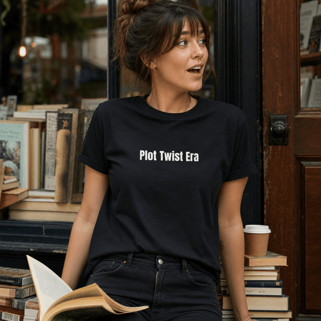 Plot Twist Era graphic tee from the Indie Bookworm collection