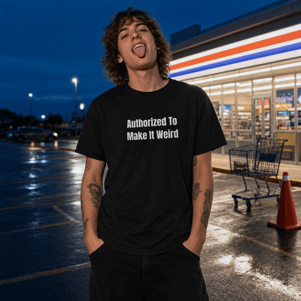 Authorized To Make It Weird graphic tee from the Night Shift Delinquents collection