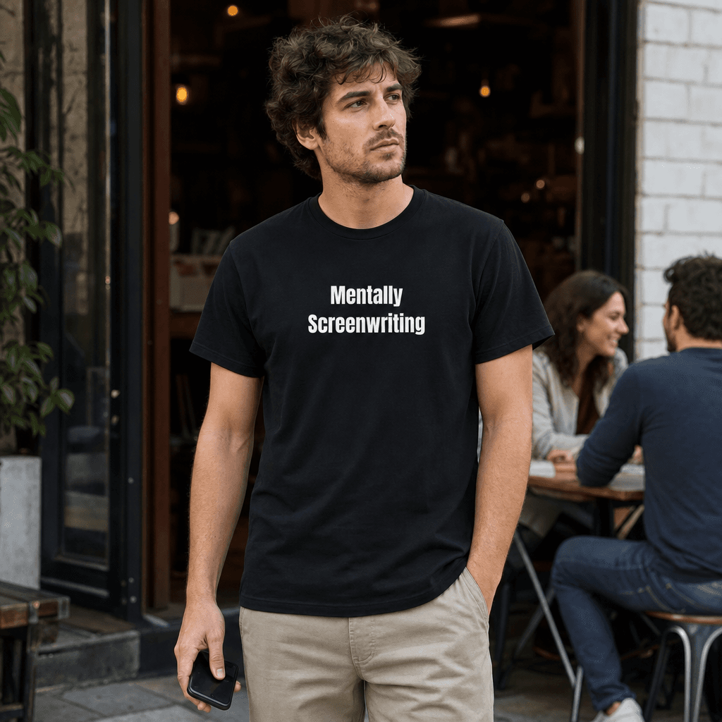 Mentally Screenwriting graphic tee from the Overthinking Everything collection