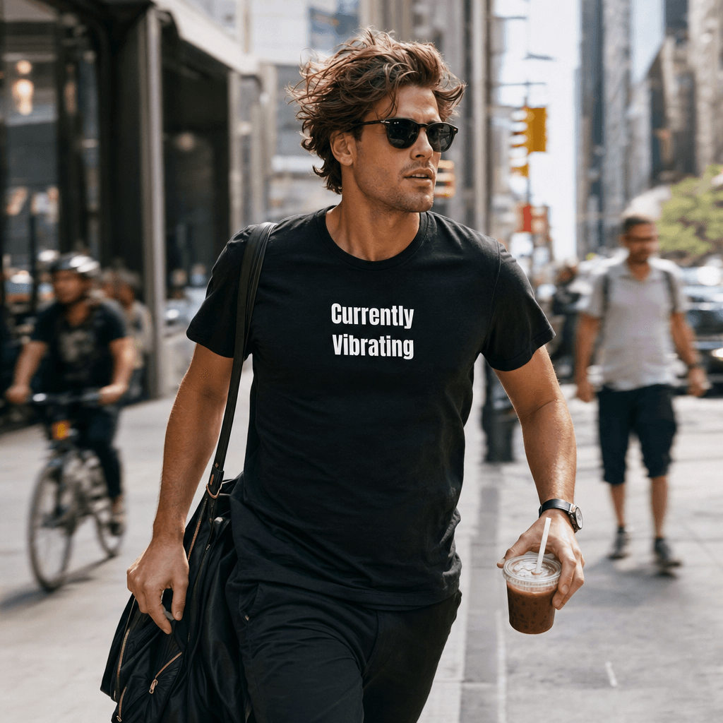 Currently Vibrating graphic tee from the Perpetually Caffeinated collection