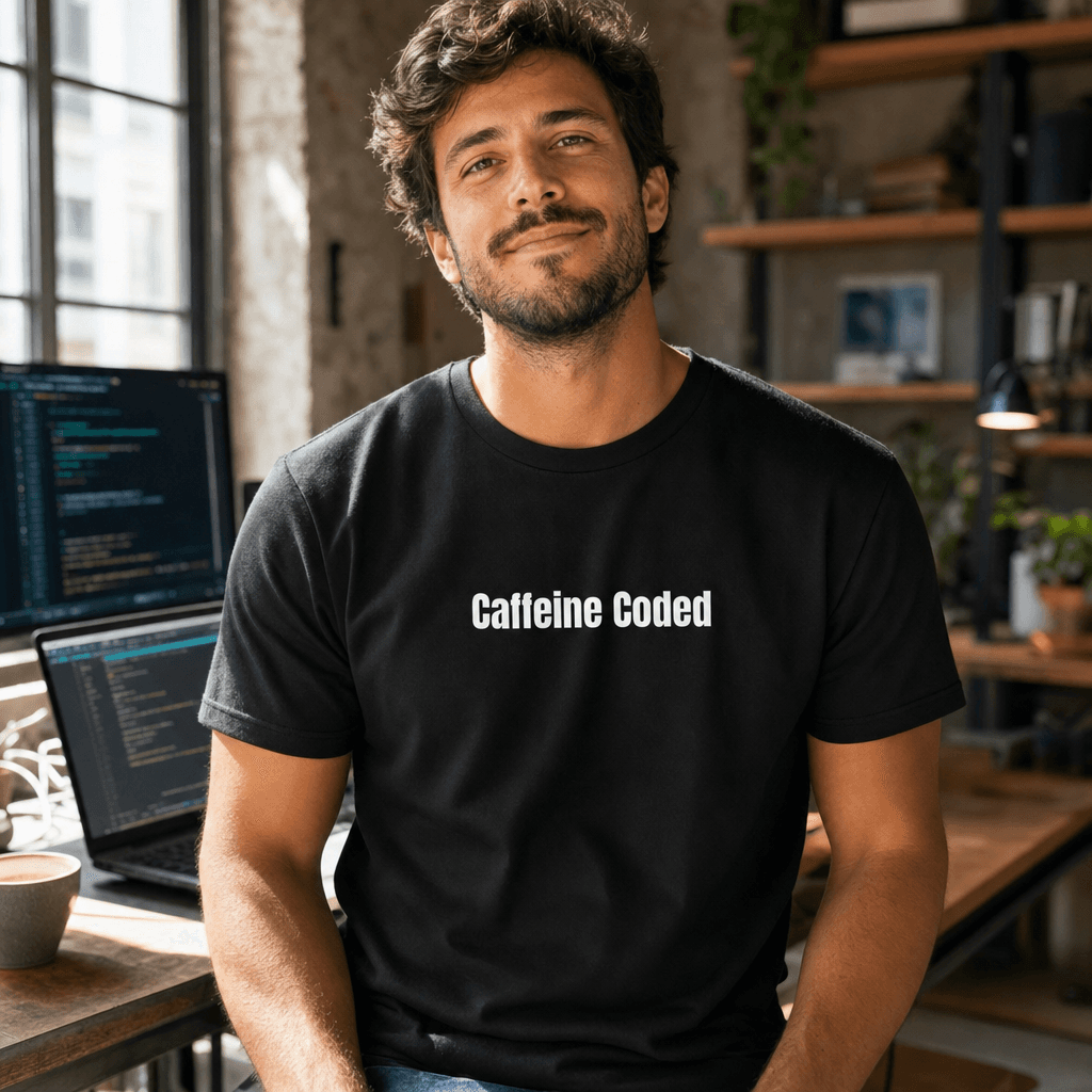 Caffeine Coded graphic tee from the Perpetually Caffeinated collection