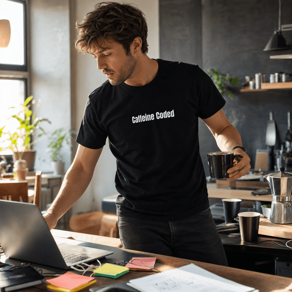 Caffeine Coded graphic tee from the Perpetually Caffeinated collection