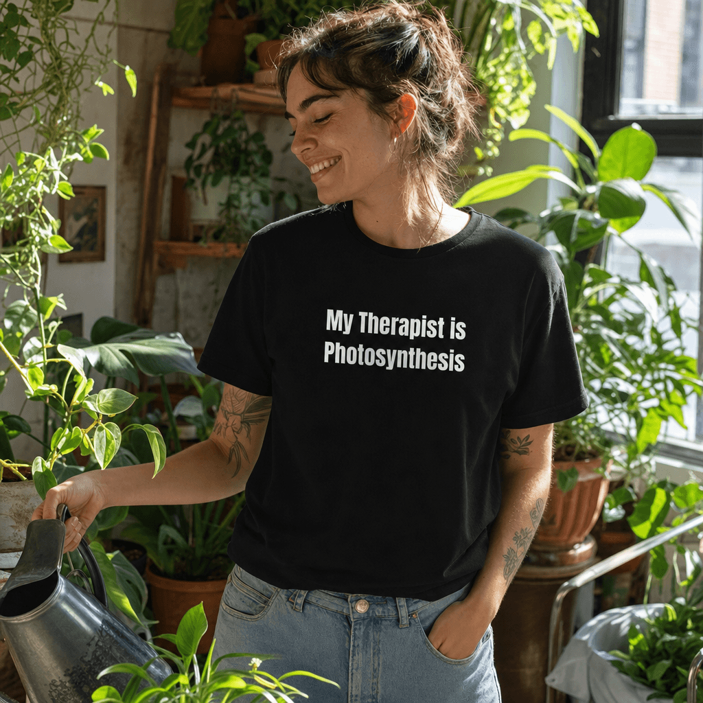 My Therapist is Photosynthesis graphic tee from the Plant Parent collection