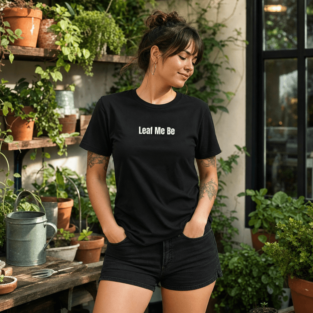 Leaf Me Be graphic tee from the Plant Parent collection