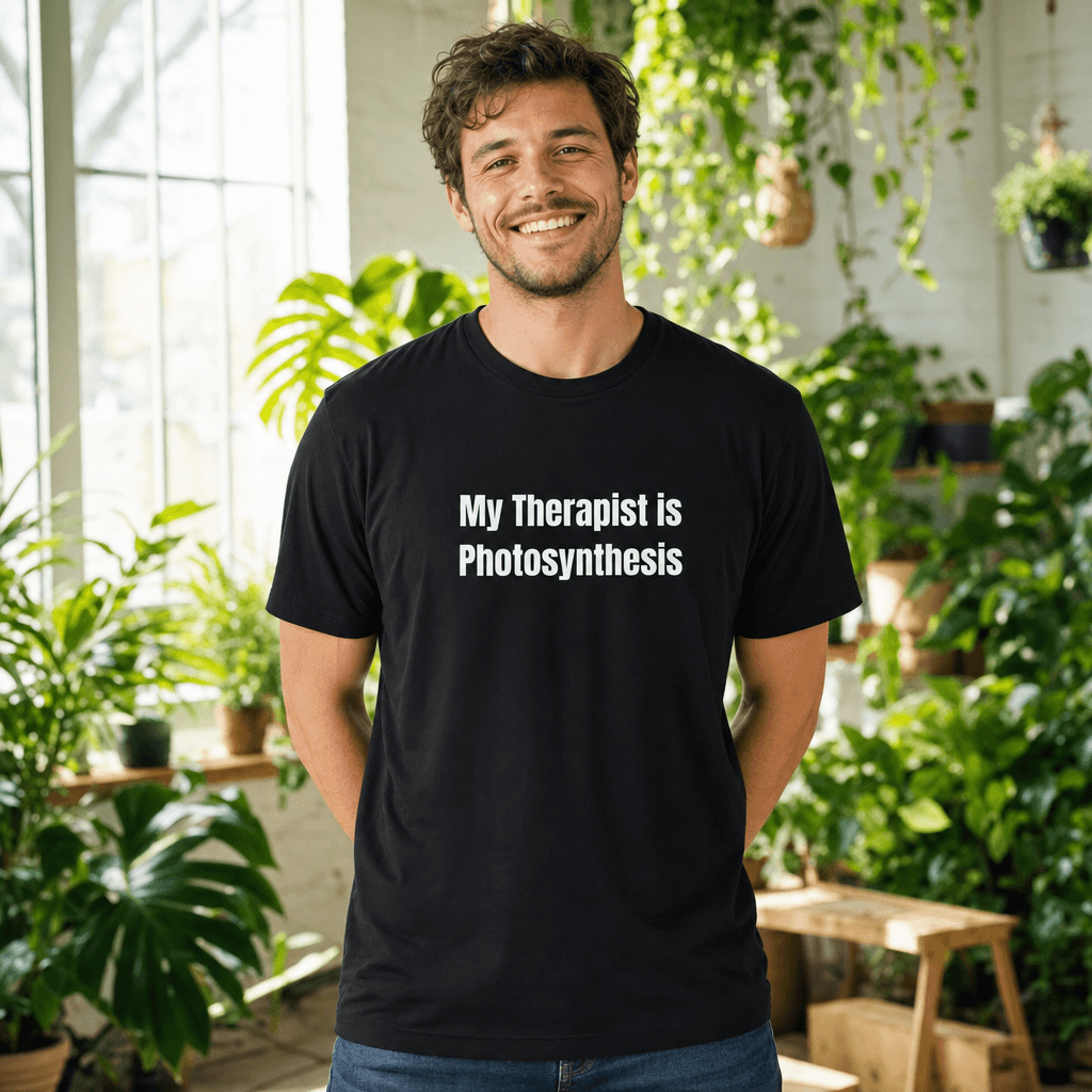 My Therapist is Photosynthesis graphic tee from the Plant Parent collection