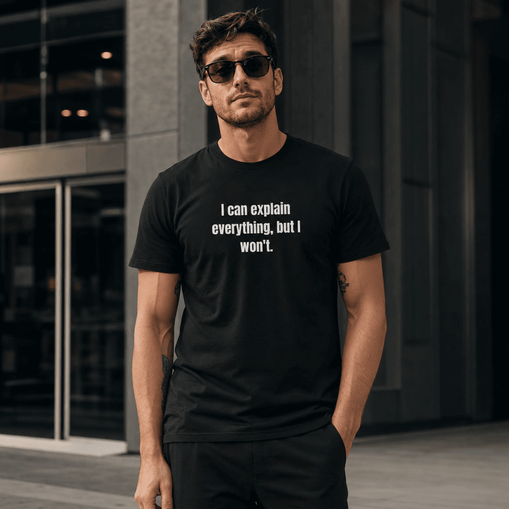 I can explain everything, but I won't. graphic tee from the Professional Bad Influence collection