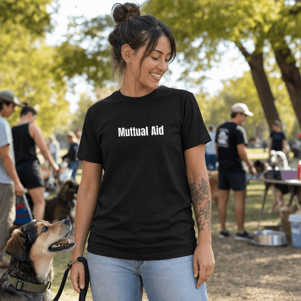 Muttual Aid graphic tee from the Rescue Dog Parent collection