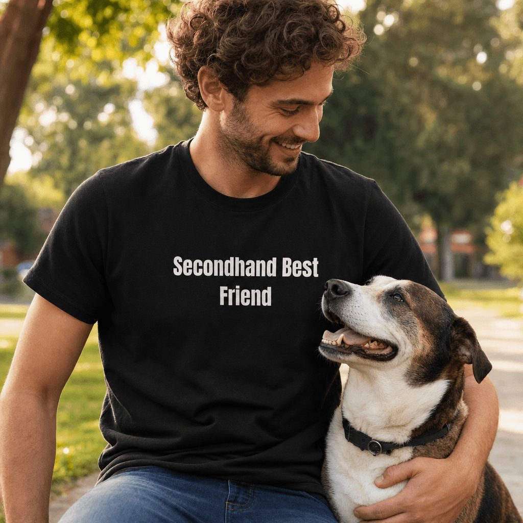 Secondhand Best Friend graphic tee from the Rescue Dog Parent collection