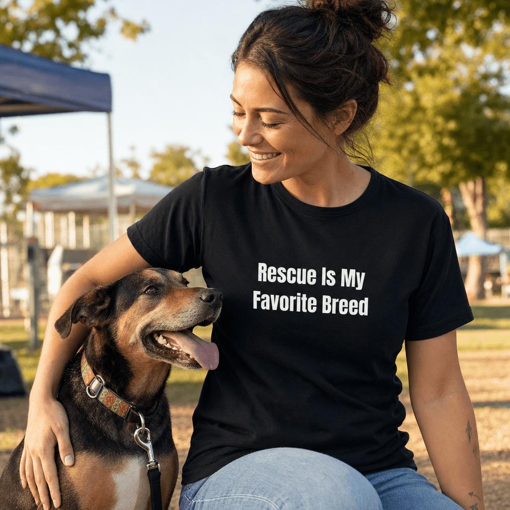 Rescue Is My Favorite Breed graphic tee from the Rescue Dog Parent collection