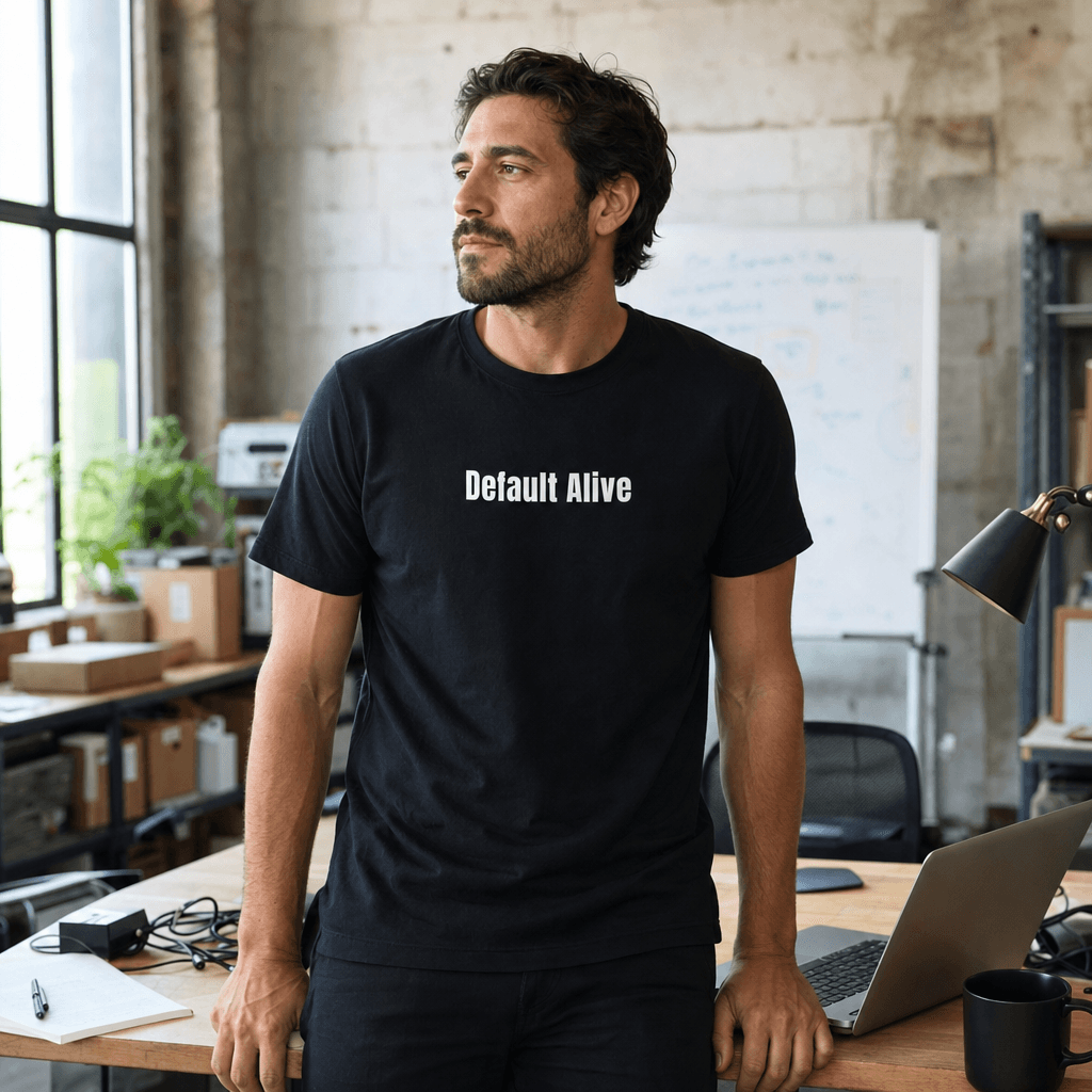 Default Alive graphic tee from the Startup Hustle collection