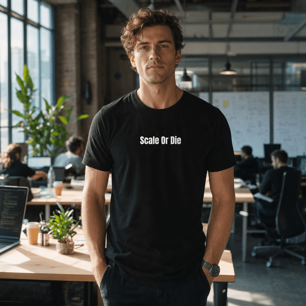 Scale Or Die graphic tee from the Startup Hustle collection