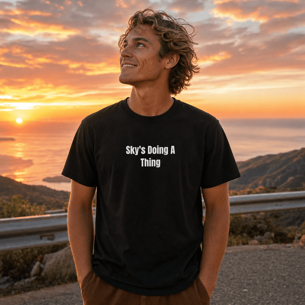 Sky's Doing A Thing graphic tee from the Sunset Chasing collection