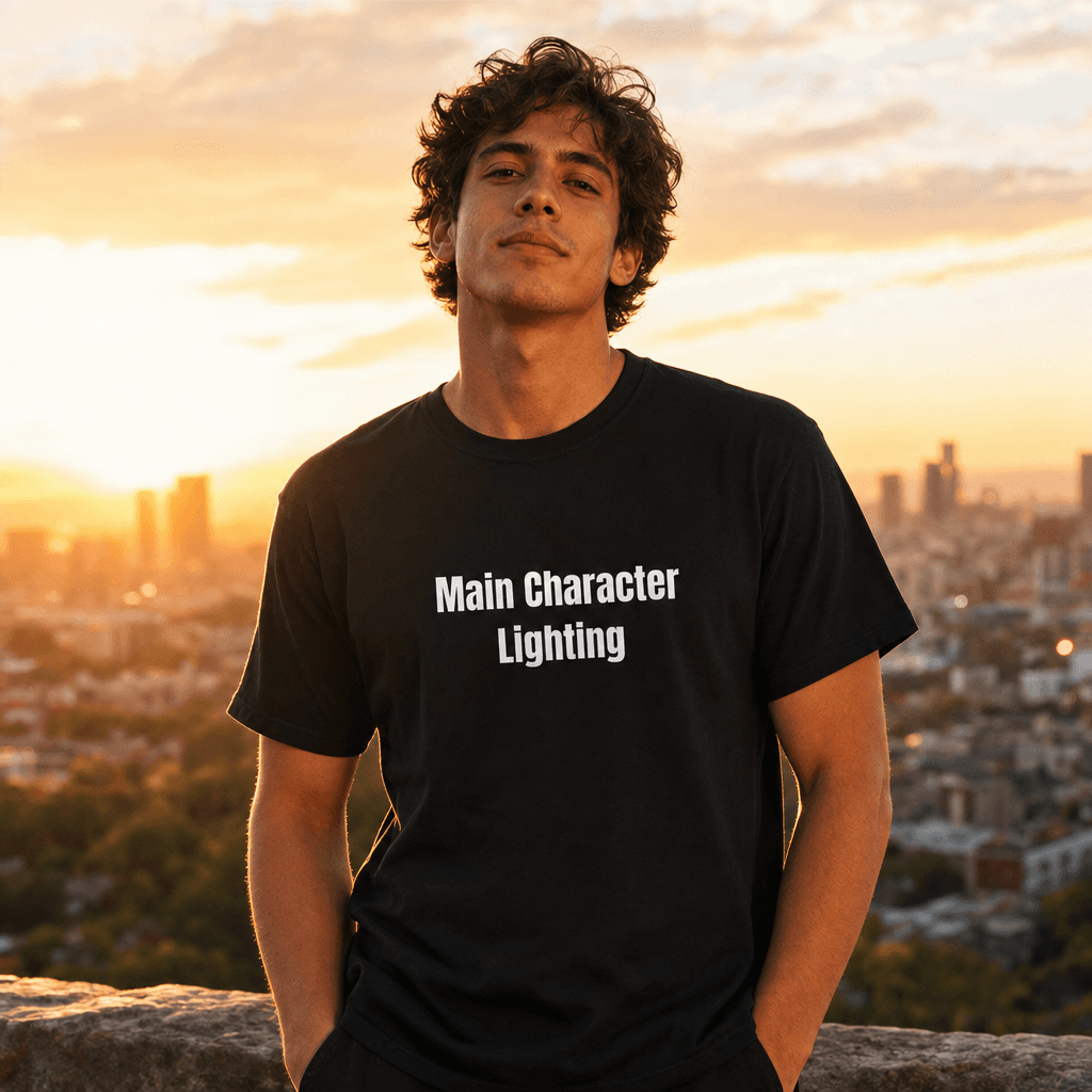 Main Character Lighting graphic tee from the Sunset Chasing collection