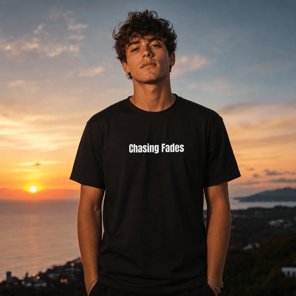 Chasing Fades graphic tee from the Sunset Chasing collection