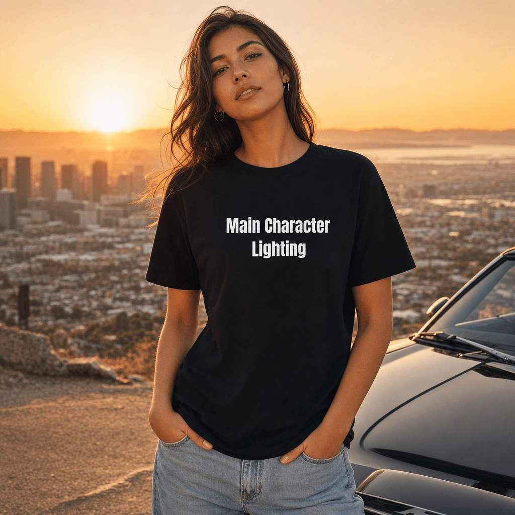 Main Character Lighting graphic tee from the Sunset Chasing collection
