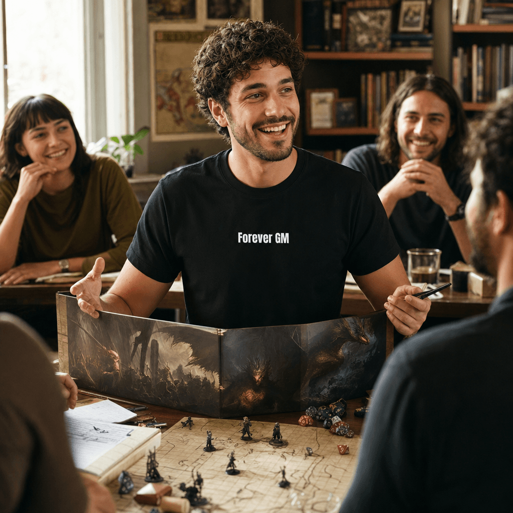 Forever GM graphic tee from the Tabletop Gaming collection