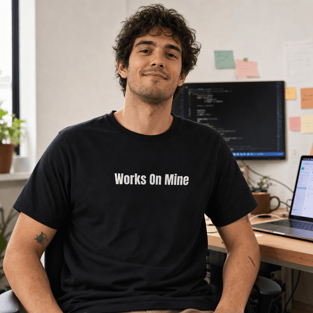 Works On Mine graphic tee from the Tech Support Survivor collection