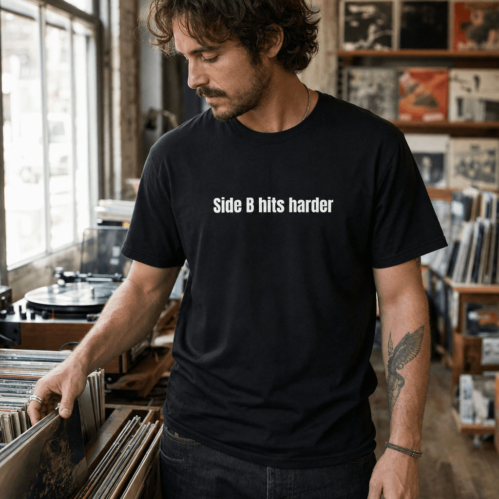 Side B hits harder graphic tee from the Vintage Vinyl Collector collection