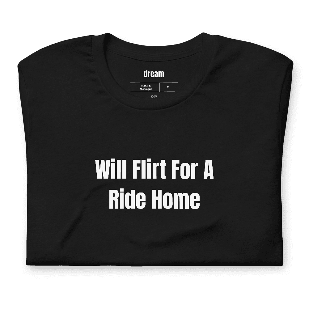 Will Flirt For A Ride Home t-shirt