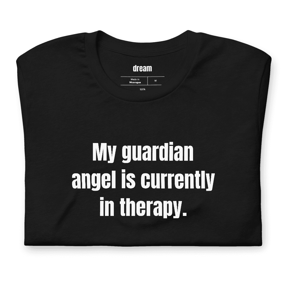 My guardian angel is currently in therapy. t-shirt