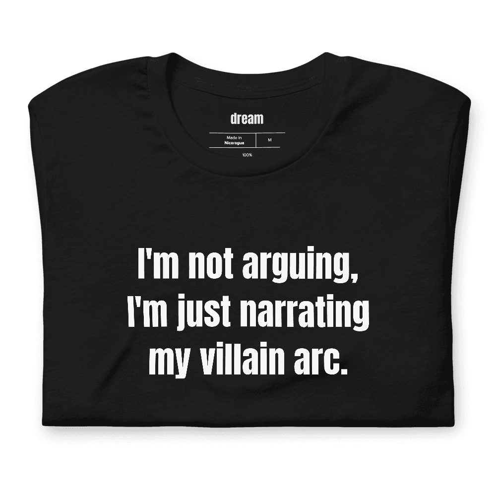 I'm not arguing, I'm just narrating my villain arc. t-shirt